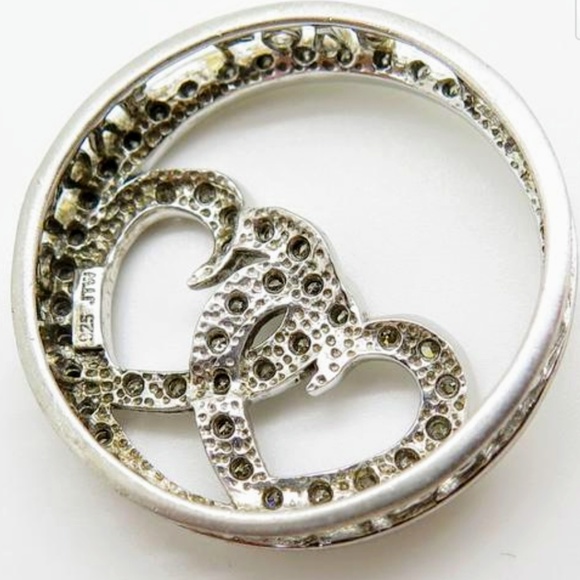 Real Diamond Two Love Hearts Large Slide Pendant - Picture 3 of 4